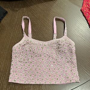 NWOT Free People Purple lavender Floral Crop Top